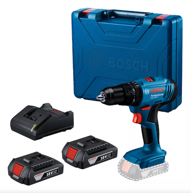 Atornillador BOSCH Taladro Percutor 18V 13mm + 2Bateria GSB183-LI+2BAT