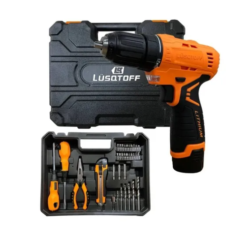 Taladro Atornillador 12Vol. 10mm. con Maletin y Herramientas TAL12-8A LUSQTOFF
